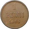 Монета 1 пенни 1906 Русская Финляндия