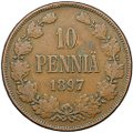 Монета 10 пенни 1897 Русская Финляндия