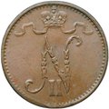 Монета 1 пенни 1909 Русская Финляндия