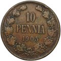 Монета 10 пенни 1905 Русская Финляндия