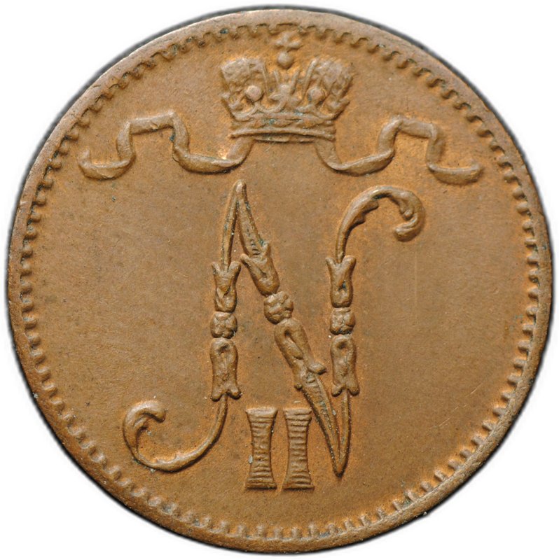 Монета 1 пенни 1913 Русская Финляндия