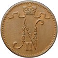Монета 1 пенни 1913 Русская Финляндия