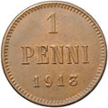 Монета 1 пенни 1913 Русская Финляндия
