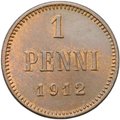 Монета 1 пенни 1912 Русская Финляндия