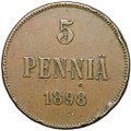 Монета 5 пенни 1898 Русская Финляндия