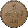 Монета 5 пенни 1913 Русская Финляндия