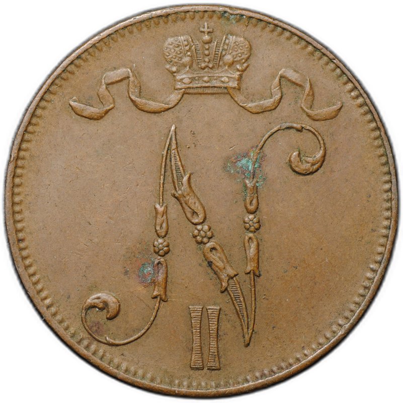 Монета 5 пенни 1914 Русская Финляндия