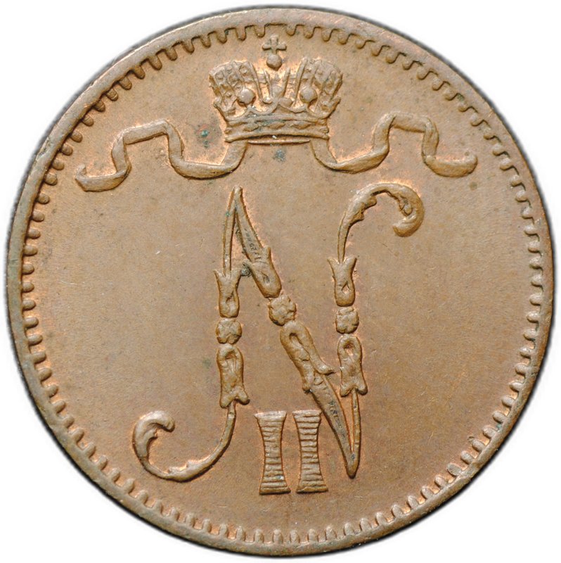 Монета 1 пенни 1911 Русская Финляндия
