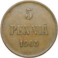 Монета 5 пенни 1905 Русская Финляндия