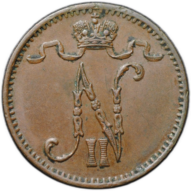 Монета 1 пенни 1902 Русская Финляндия