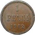 Монета 1 пенни 1902 Русская Финляндия