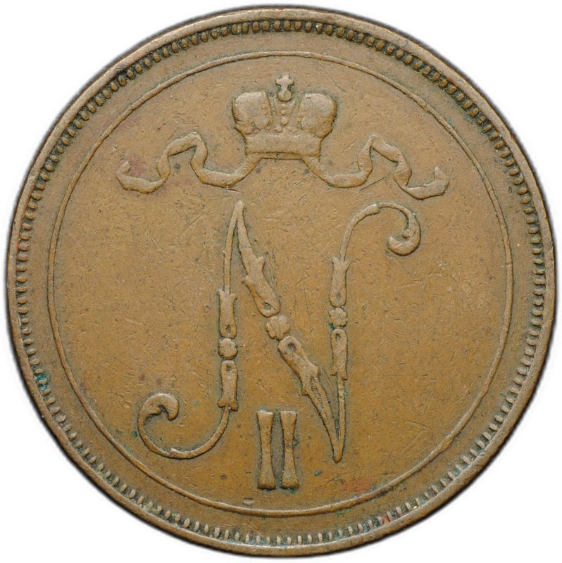 Монета 10 пенни 1907 Русская Финляндия