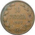 Монета 10 пенни 1907 Русская Финляндия