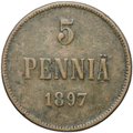 Монета 5 пенни 1897 Русская Финляндия