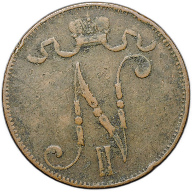 Монета 5 пенни 1897 Русская Финляндия