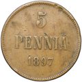 Монета 5 пенни 1897 Русская Финляндия