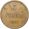 Монета 5 пенни 1897 Русская Финляндия
