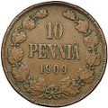 Монета 10 пенни 1909 Русская Финляндия