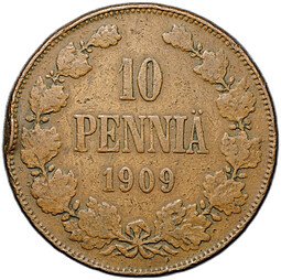 фото для Монета 10 пенни 1909 Русская Финляндия Аверс