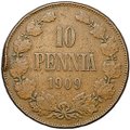 Монета 10 пенни 1909 Русская Финляндия
