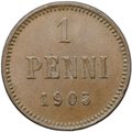 Монета 1 пенни 1905 Русская Финляндия