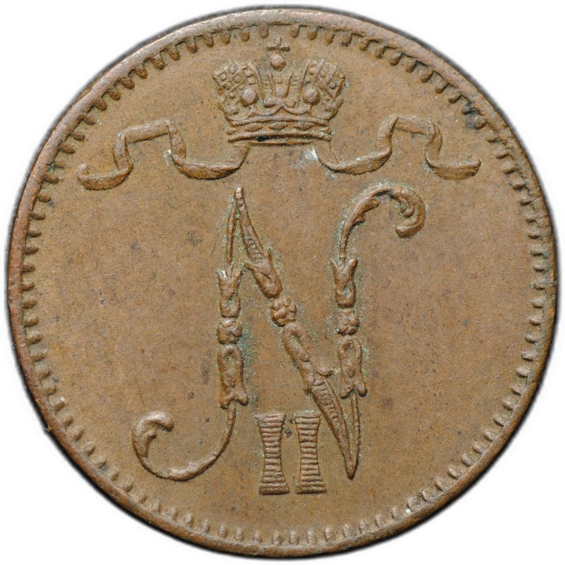 Монета 1 пенни 1905 Русская Финляндия