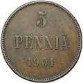 Монета 5 пенни 1901 Русская Финляндия