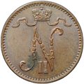 Монета 1 пенни 1907 Русская Финляндия