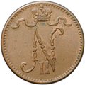 Монета 1 пенни 1907 Русская Финляндия