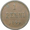 Монета 1 пенни 1899 Русская Финляндия