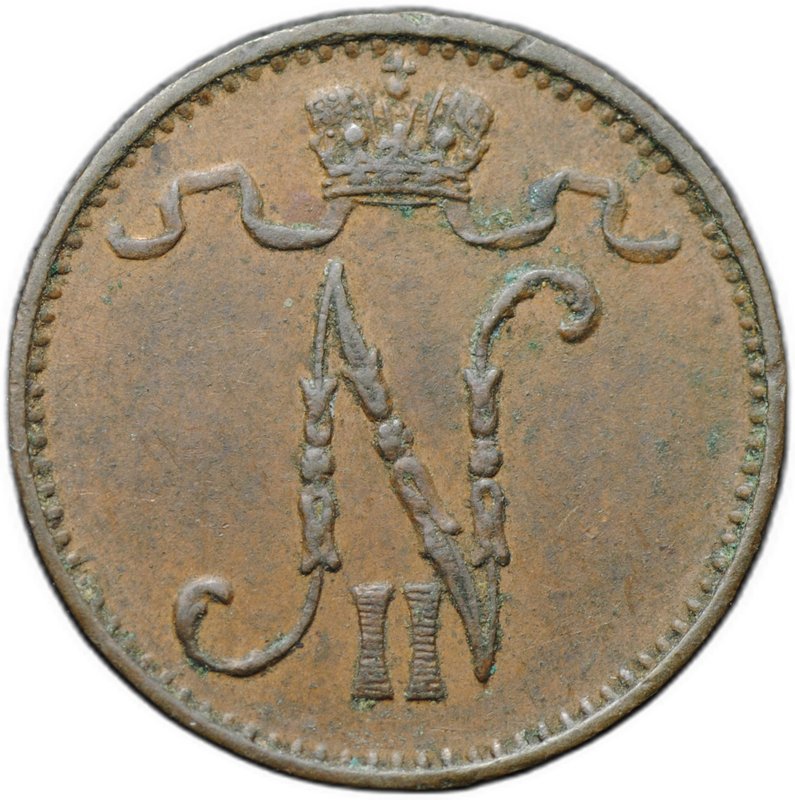 Монета 1 пенни 1899 Русская Финляндия