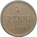 Монета 1 пенни 1899 Русская Финляндия