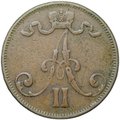 Монета 5 пенни 1875 Русская Финляндии