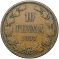 Монета 10 пенни 1897 Русская Финляндия