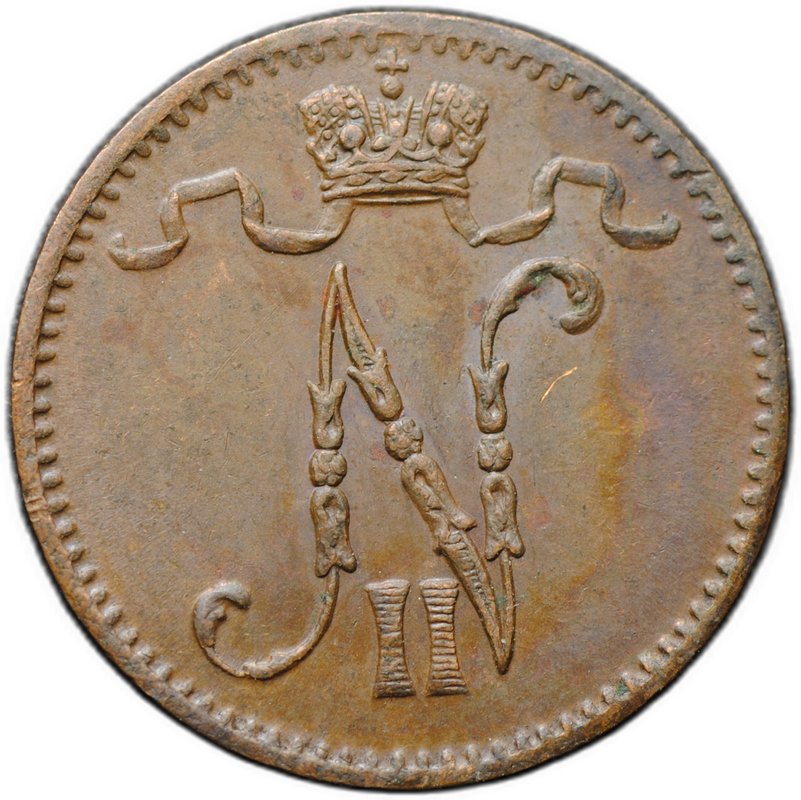 Монета 1 пенни 1905 Русская Финляндия