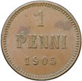 Монета 1 пенни 1905 Русская Финляндия