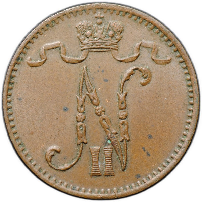 Монета 1 пенни 1905 Русская Финляндия