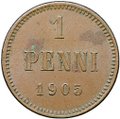 Монета 1 пенни 1905 Русская Финляндия
