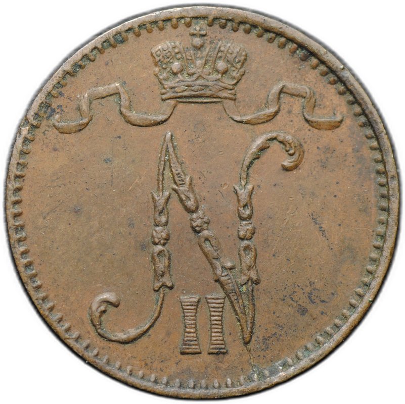 Монета 1 пенни 1899 Русская Финляндия