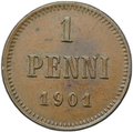 Монета 1 пенни 1901 Русская Финляндия