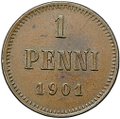 Монета 1 пенни 1901 Русская Финляндия