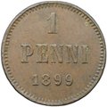 Монета 1 пенни 1899 Русская Финляндия