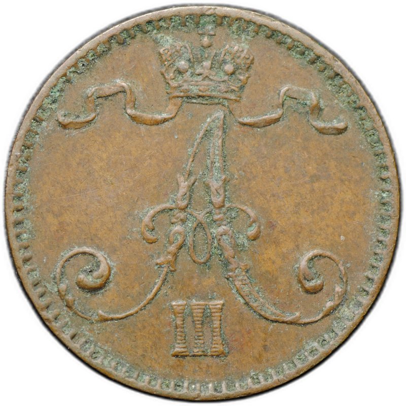 Монета 1 пенни 1894 Русская Финляндия