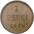 Монета 1 пенни 1909 Русская Финляндия