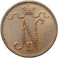 Монета 1 пенни 1909 Русская Финляндия