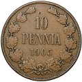 Монета 10 пенни 1905 Русская Финляндия