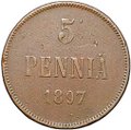 Монета 5 пенни 1897 Русская Финляндия