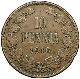 фото для Монета 10 пенни 1910 Русская Финляндия Аверс