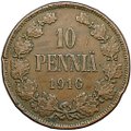Монета 10 пенни 1910 Русская Финляндия