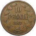 Монета 10 пенни 1867 Русская Финляндия